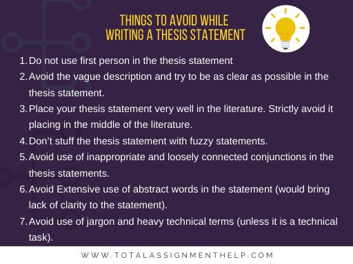 things to avoid when writing a thesis statement