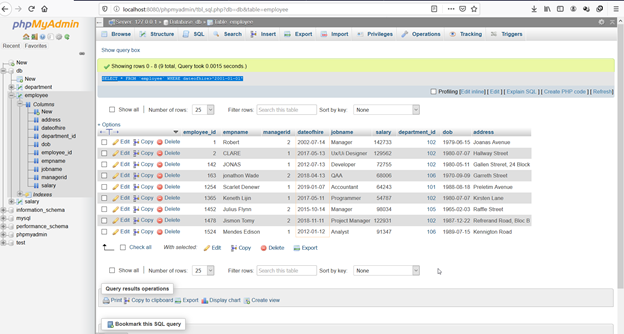 Entities in database 18