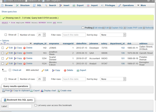 Entities in database 19