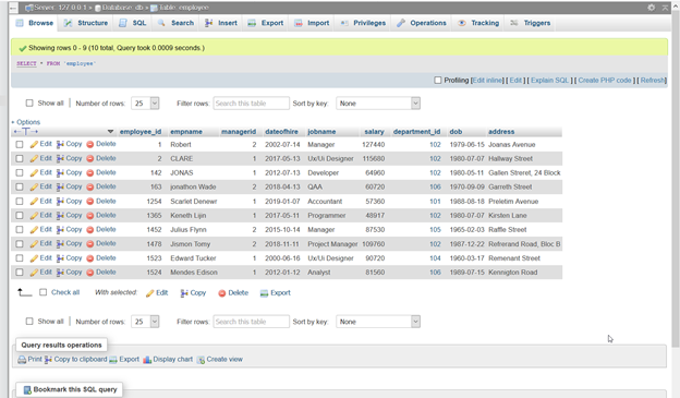 Entities in database 2