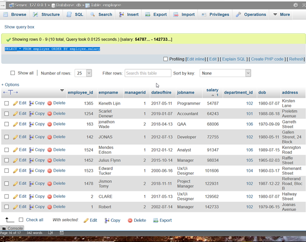 Entities in database 20