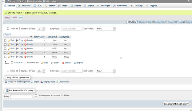 Entities in database 5