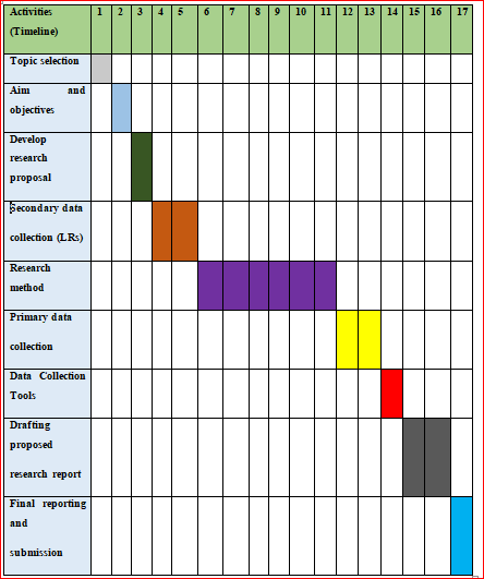 Gantt Chart in research project assignment
