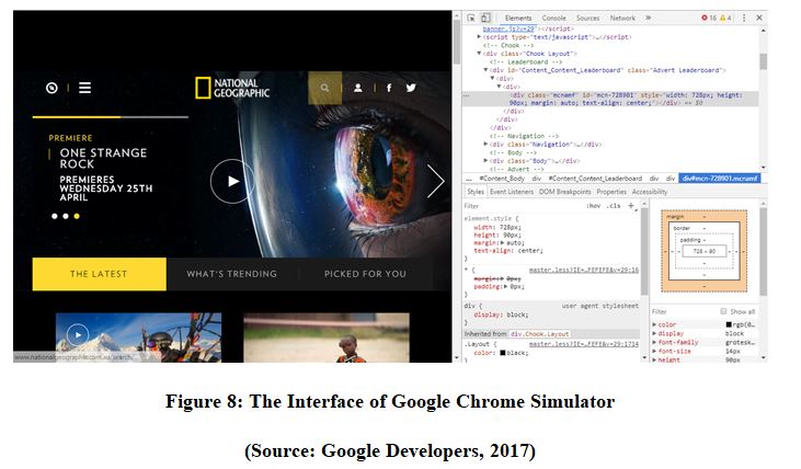 Interface of Google Chrome Simulator