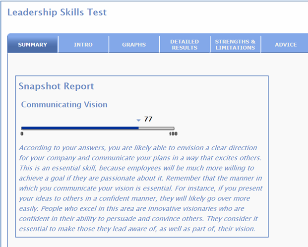 Leadership skills psychometric test