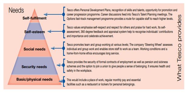 Maslows Hierarchy Needs theory in tesco case study