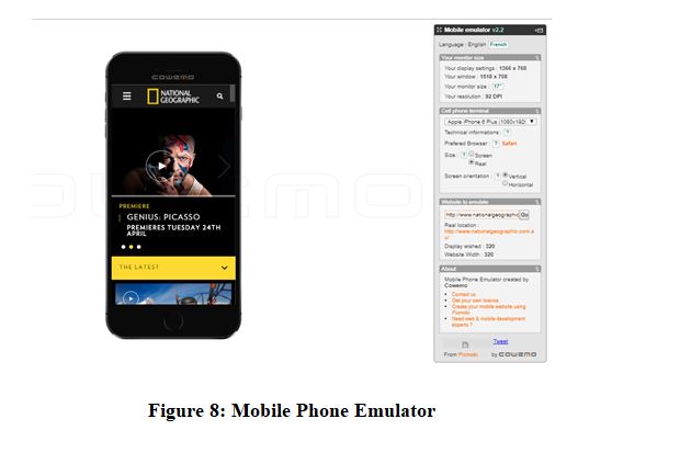 National Geographic Website on Mobile Phone Emulator