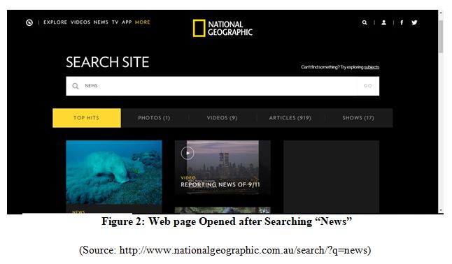 Responsive Web Design for national geographic Web page Opened after Searching News