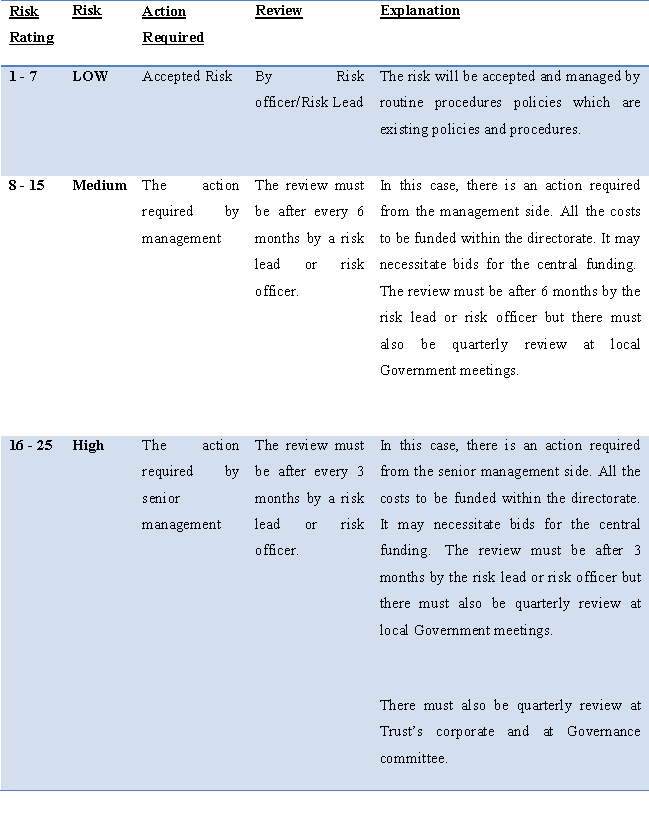 Risk criteria table risk management assignment