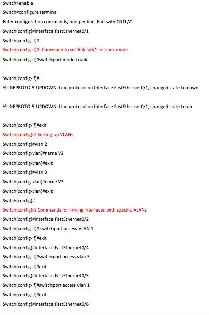 Switch Configuration in network design assignment