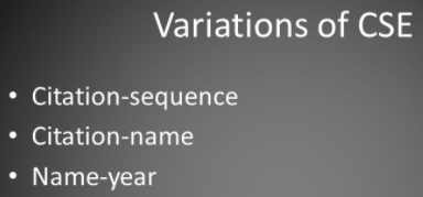 CSE citation style with three different systems