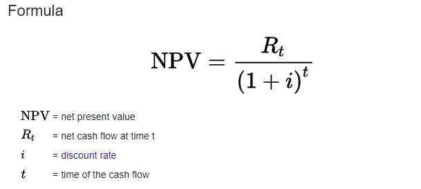 net present value Formula
